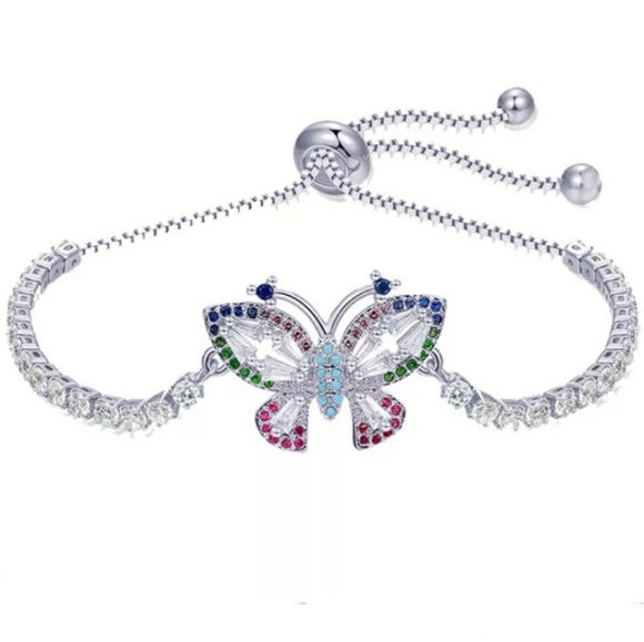 Jewelry - Butterfly Cubic Zirconia Silver Bracelet
